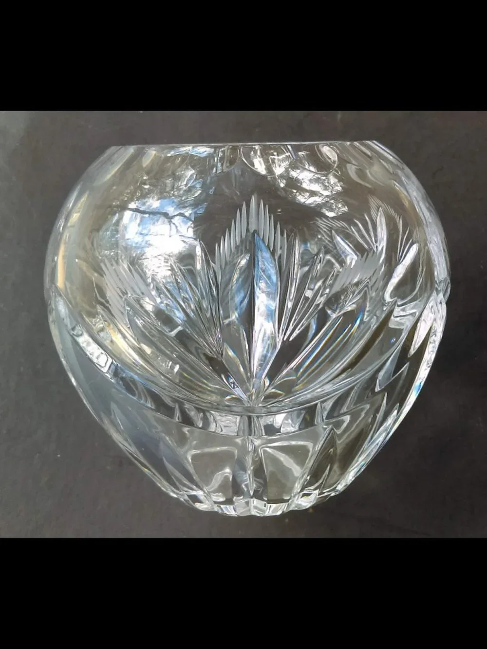 Intricately Cut Clear Glass Vase/Bowl 3” Tall